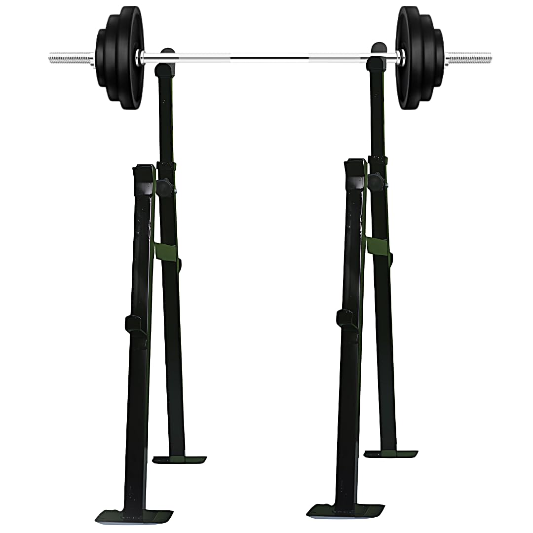 FIRE FITNESS Adjustable Squat Rack Stand with Barbell Rack, Weight Plate Holder |3Teir adjustable squat stand for home gym equipment Bench Press Strength Training-image-38