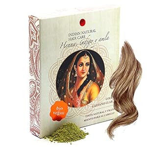 Henna, índigo y amla – Color castaño claro – Tinte natural y tratamiento para el cabello – En polvo (200g)