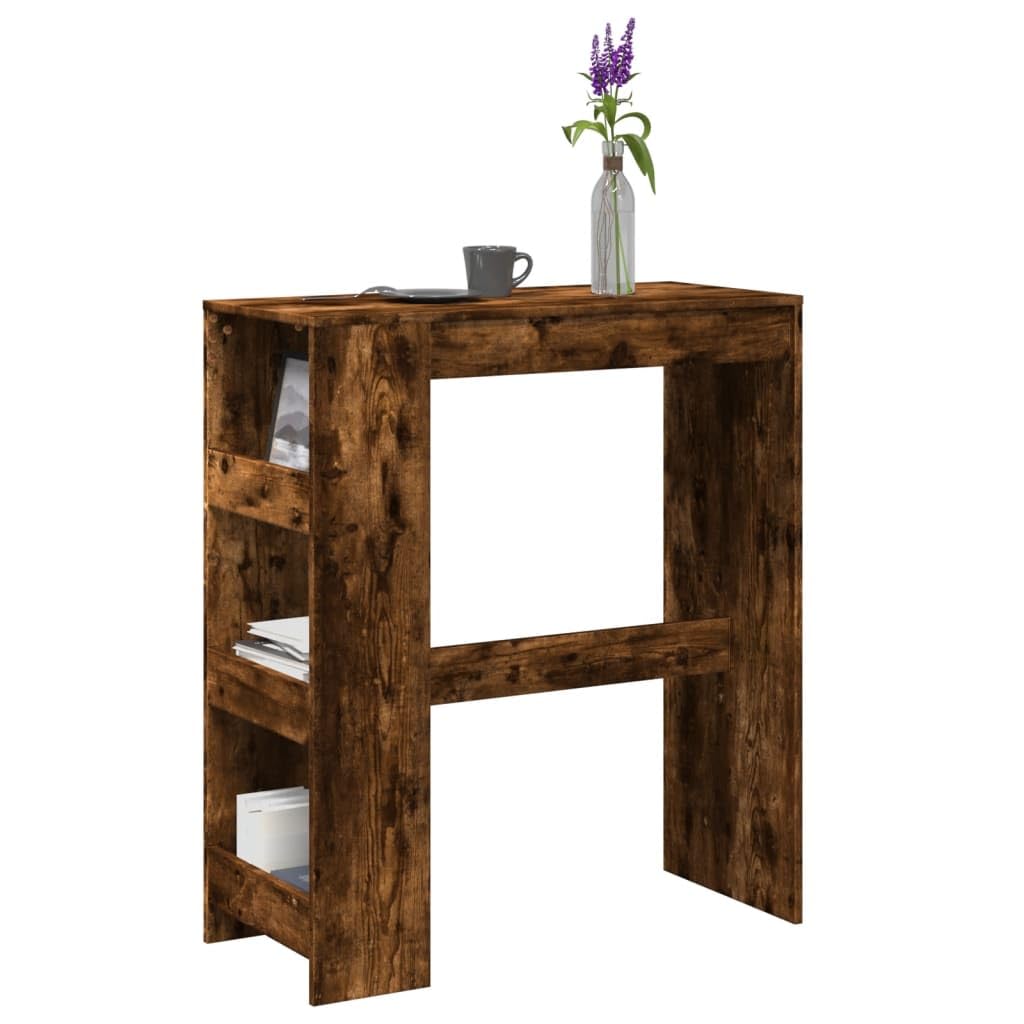 Stół barowy z regałami 90 x 40 x 103,5 cm drewno drewno wędzony dąb