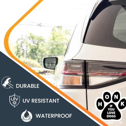 Image of Honk if You Love Dogs Pawprint Car Magnet 5 Inch 2 Pack, Dog Lover Gift