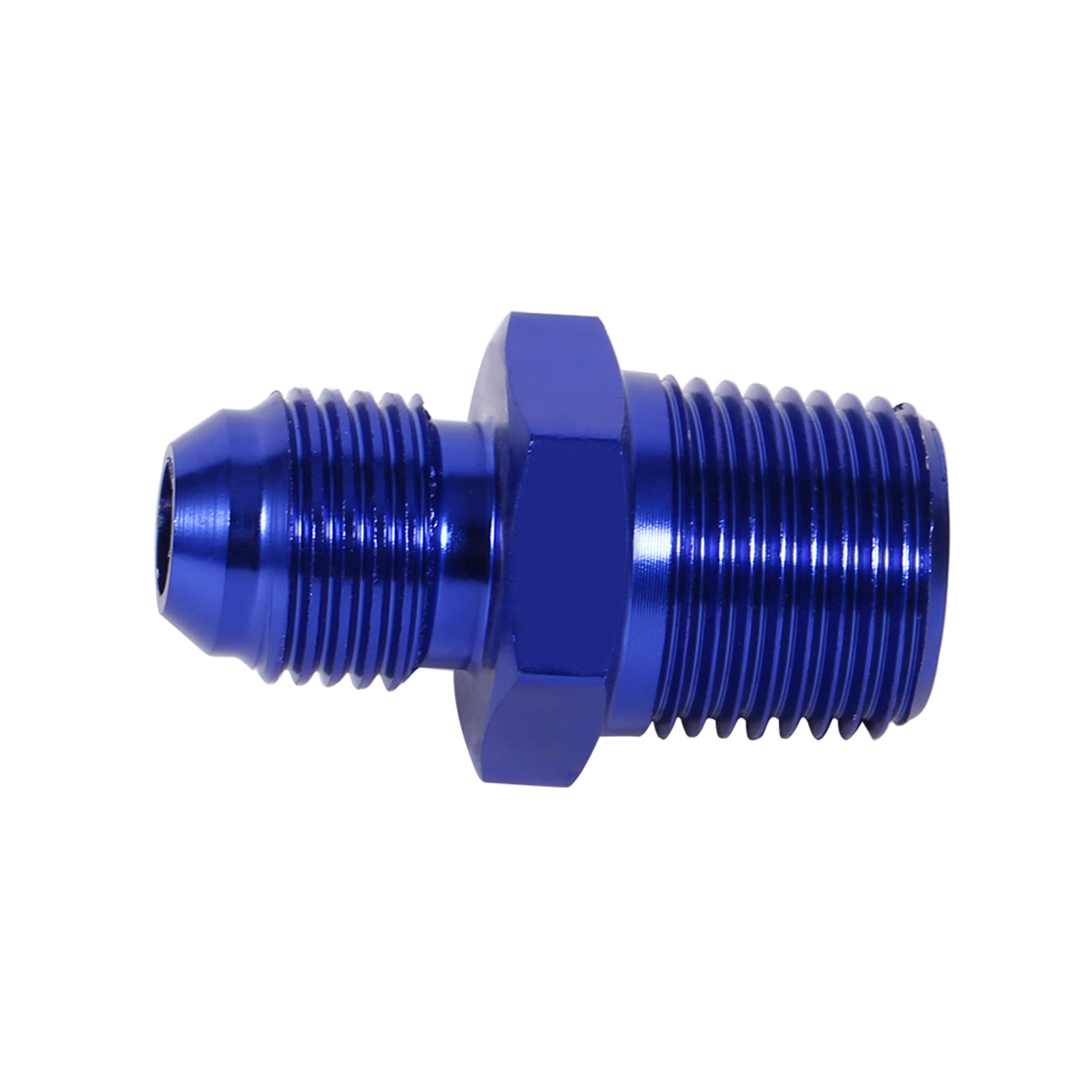Akozon Adattatore per Raccordo Dritto per Olio Combustibile da Svasatura Maschio in Alluminio AN6 a 3/8" NPT - Leggero e Resistente Alla Corrosione - Blu