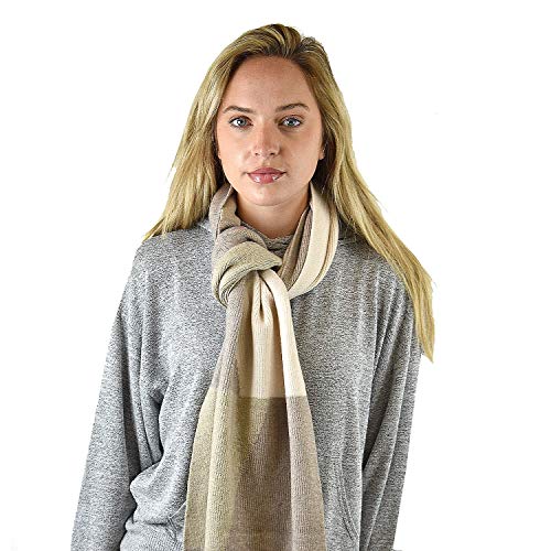 C.C Winter Warm Knit Tricolor Block Extra Long Shawl Scarf2