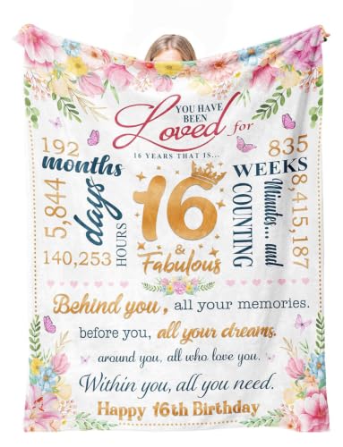 Couverture 16e anniversaire fille plaid cadeau 150x230 cm
