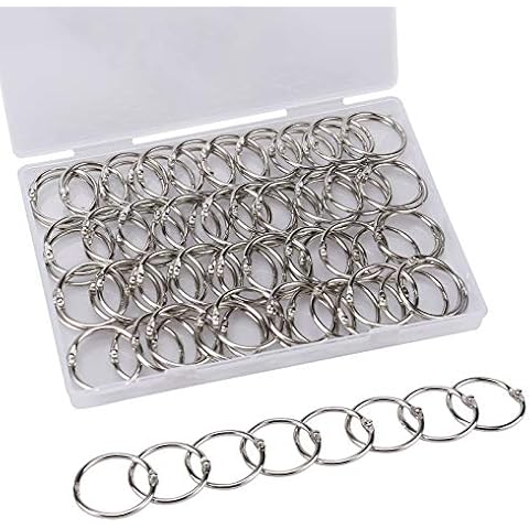 LOONENG 1 Inch Loose Leaf Binder Rings, 100PCS Nickel Plated Steel Book Rings for Index Cards, Crafts, Reports, Flash Cards, Notebook, Keychain, Loose Leaf Paper, Photo Albums Cover