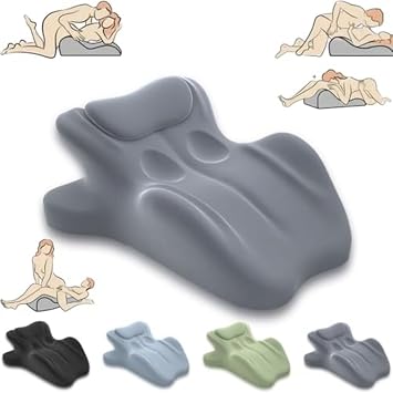 27  Couples Pillow - Improve Intimacy and Comfort with Memory Foam Wedge - Ergonomic Pillow - Sweet Spot and Position Support, Grey