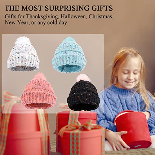 Kids Winter Pompom Hat Colorful Dots Knitted Ski Beanie Hat For Boys Girls 7-12 Years #TOP6
