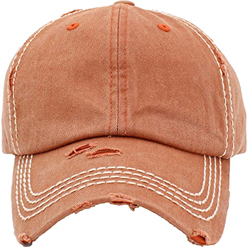 Image of KBETHOS Vintage Washed Distressed Cotton Dad Hat Baseball Cap Adjustable Polo Trucker Unisex Style Headwear