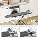 KINGBOARD Ironing Board, Compact Iron Board Full Size with Extra Thick Cover, 7 Adjustable Heights Stand with Hanger and Iron Rest, Large Heavy Duty Ironing Board with Storage Tray, 13x43 Black