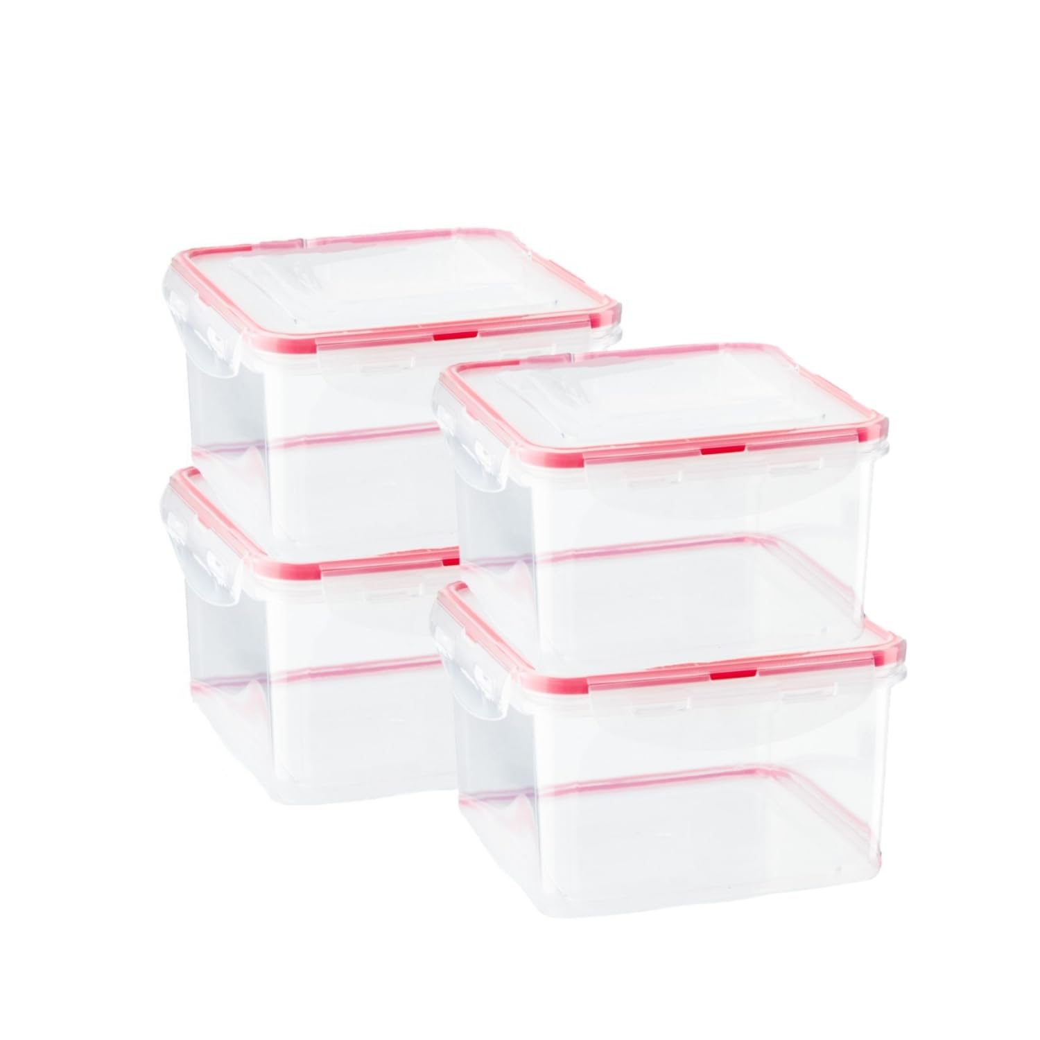 HOMESHOPA Plastic Airtight Food Storage Containers, 4 Pack 700ml BPA Free Leakproof Stackable Reusable Lunch Boxes, Meal Prep Container for Kitchen & Pantry, Microwave Freezer Dishwasher Safe