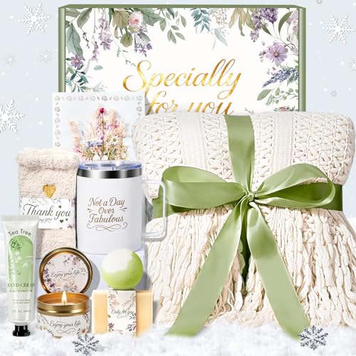 IRINXL Get Well Soon Gifts for Women, Self Care Gift Baskets, Christmas Birthday Gifts for Women Spa Care Package, Thinking of You Sympathy Gift Box for Mom, Her, Friend, Sister, Wife (Ivory)