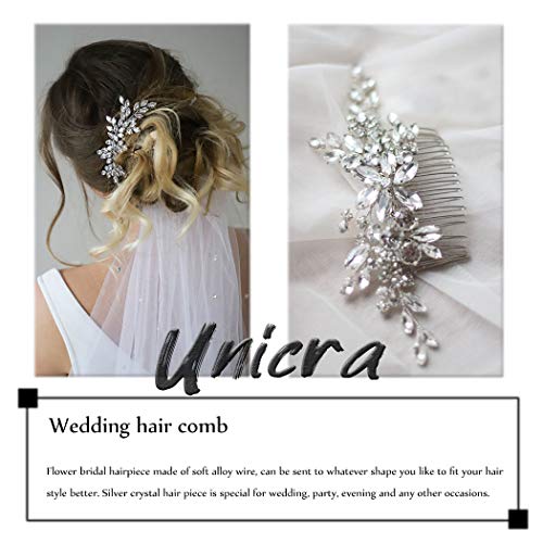 Unicra Bride Crystal Wedding Hair Comb Silver Bridal Headpiece Sparkly Rhinestone Hair Accessorie For Women And Girls (A-Silver) #TOP4
