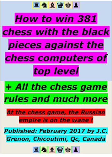 The black pieces win the 381 chess games against the chess computers of top level: Contains all the rules of the chess game