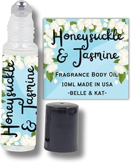Fragrance Body Oil Roll-On Scented Honeysuckle Jasmine - 0.33 Fl Oz (10ml) for Men & Women - 100% Fragrance Oil - No Alcohol Fillers - Can Also Use as Diffuser Oil - Made in USA