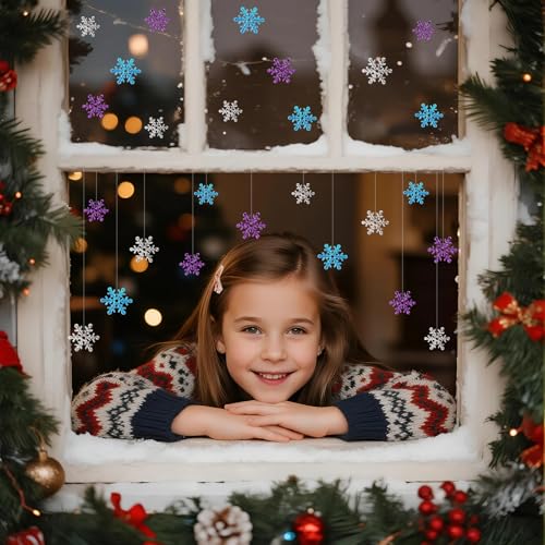 Image of Christmas Snowflake Confetti Decorations,1200Pcs Purple Blue Silver Confetti Snow Party Pack for Christmas Winter Wonderland Table Centerpieces Wedding Birthday Baby Shower DIY Projects Decorations