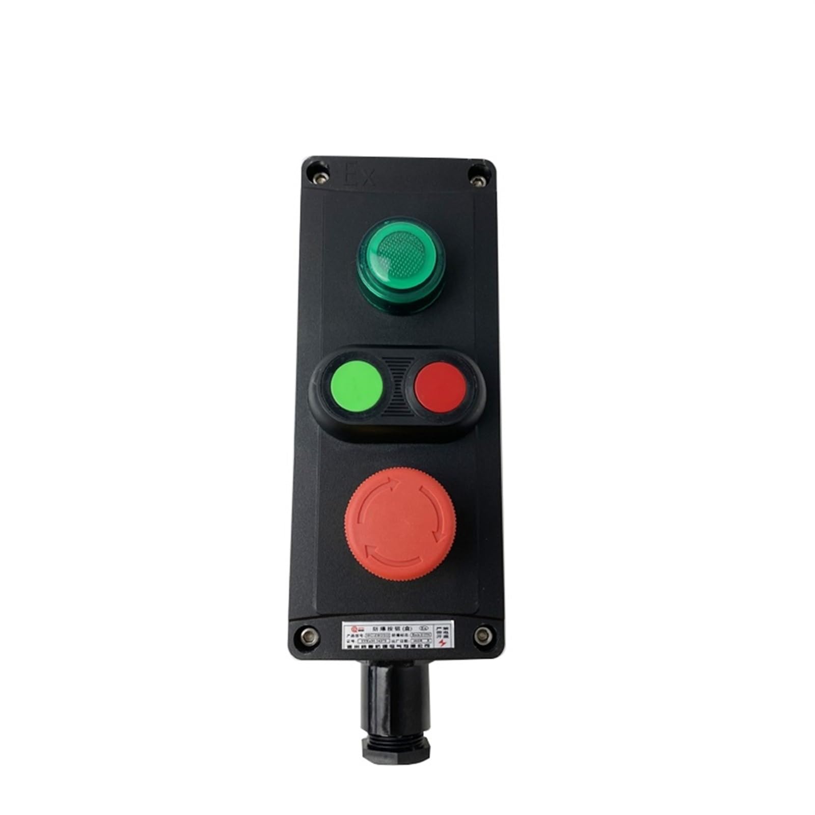 Caja de interruptor de botón pulsador de plástico grueso 3P, luz indicadora, parada de emergencia, contacto plateado, 1 Uds.
