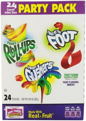 General Mills Party Pack, Fruit Fusion Assorted Flavors, 24 count, 9.96 oz, (Pack of 3)