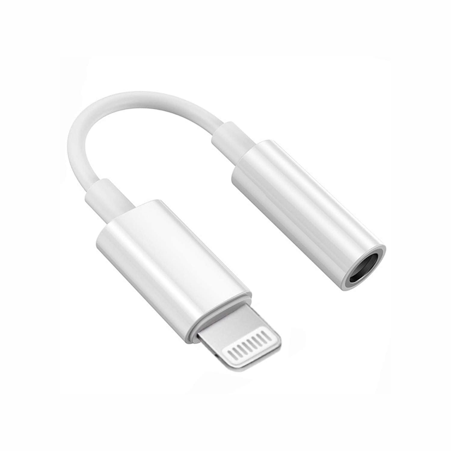 HUMBLE Lightning to 3.5mm Audio Earphones Jack Adapter | AUX Cable, Port Converter for iPhone Series 14, 13, 12, 11, X, XS, 8, 7, 6S, SE, iPod, iPad | Headphone & Car Stereo Connector | White