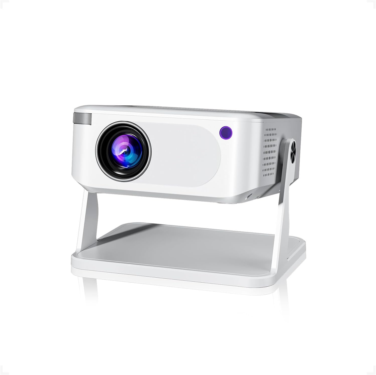 mini projector with wifi 6 and bluetooth 5.2, portable projector 4k support, auto vertical keystone rotatable, compatible with smartphone/tv stick/box/usb/hdmi white