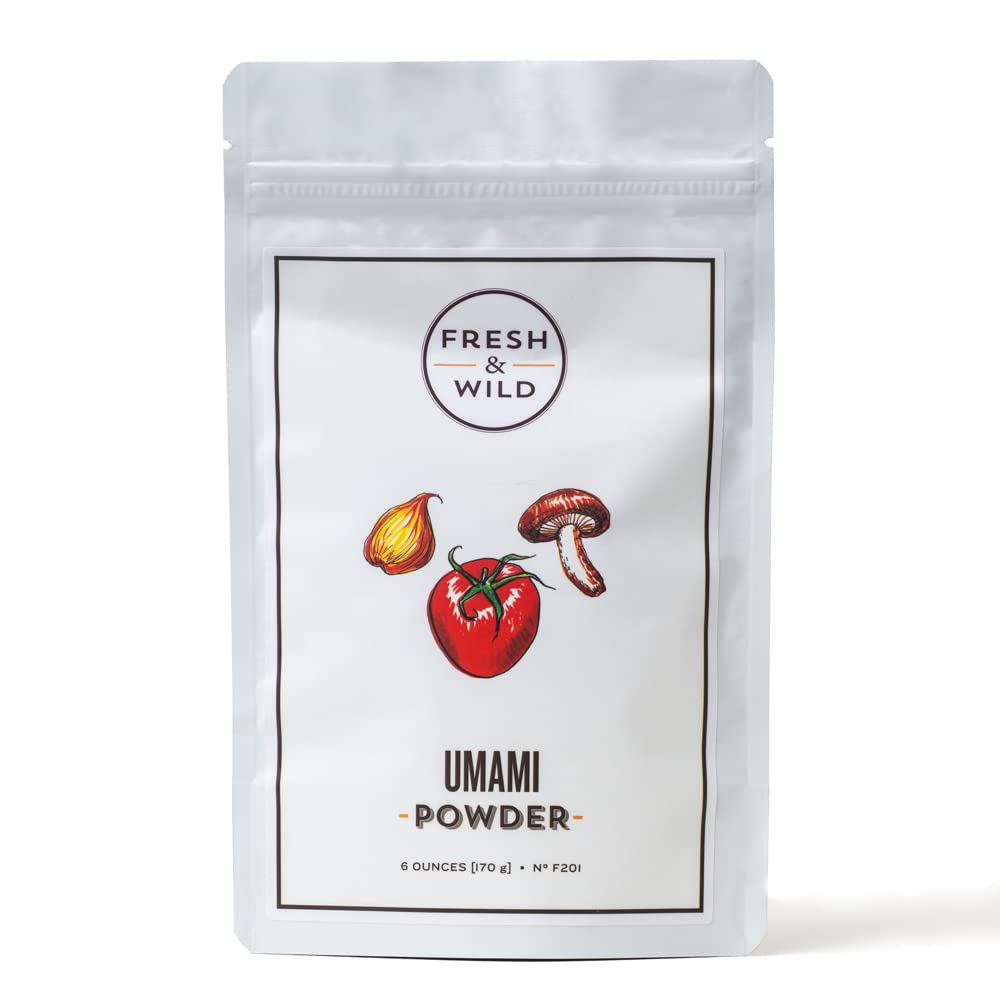 Fresh & Wild | Umami Seasoning Powder/Dust | All Natural, Vegan, Gluten-Free | For Cooking with Grilled Fish, Roasted Meats, Soups, Stews, Sausage & More| 6 oz | Gourmet, Chef-Inspired Ingredients
