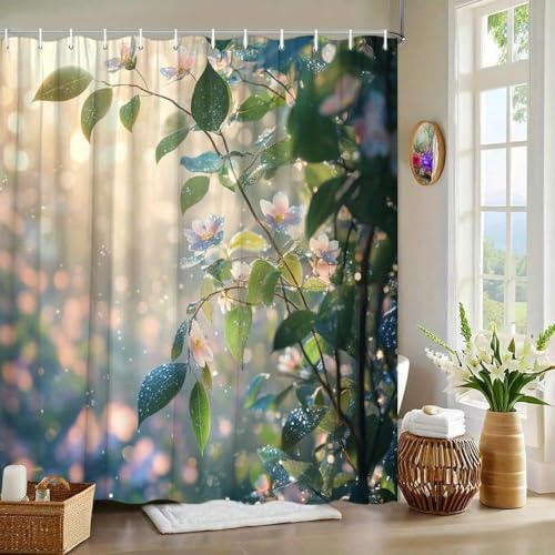 Rideau de douche en polyester anti-éclaboussures pour baignoire lumineuse - 2