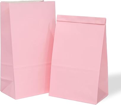LFCXHTY 30 Pack Paper Bags Small Paper Party Favor Bag for Baby Shower Birthday Party Wedding Retail Shopping Takeouts Business Goody Sacks Pink, 5.12"x3.15"x9.45"