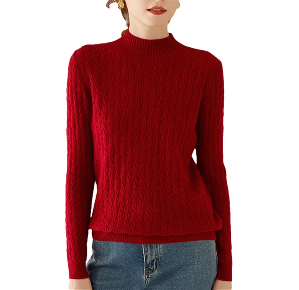 Dninmim Otoño e invierno de las mujeres de cachemira media solapa torcido suéteres de punto jersey