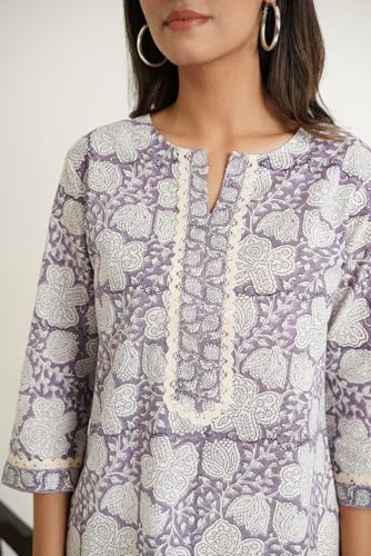 Image of Pure Cotton Printed Short Kurti for Women | Traditional Block Print Kurta Top | Casual & Workwear Ethnic Fashion