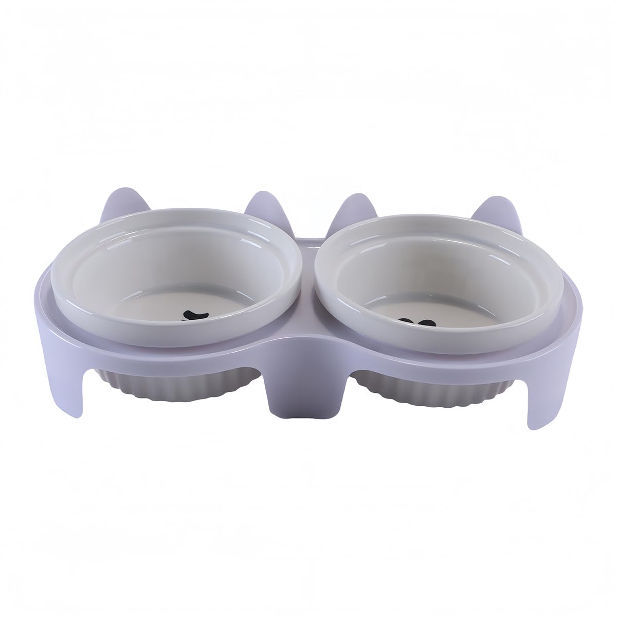SYLEN Set di ciotole per gatti in ceramica con supporto, 2 piatti in ceramica rialzati per cibo e acqua, alimentazione confortevole per gatti e cuccioli (bianco)