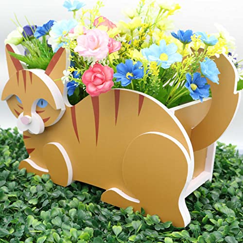 Maceta de madera para perros, maceta con forma de perro, maceta de almacenamiento para perros, maceta hecha a mano para jardín, flores, cactus, oficina, decoración del hogar, regalo de gatos siameses