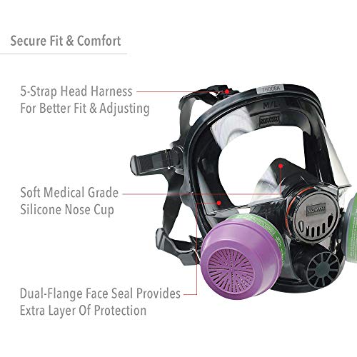 Honeywell Safety Products 760008A Safety Products, 7600 Series Full Facepiece Respirator, Dual Cartridge, Medium/Large #TOP3