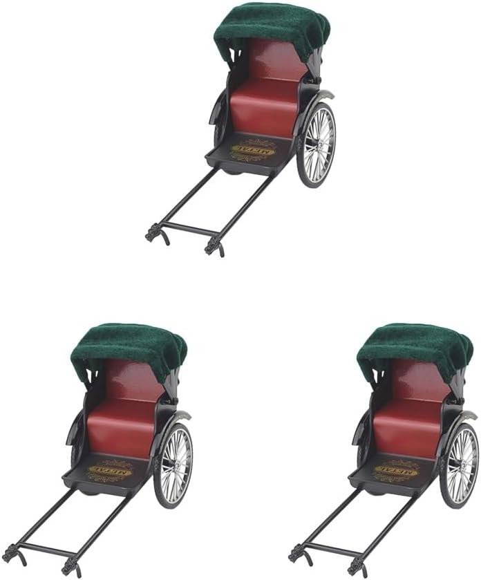 Paowsietiviity3 set Simulation Toy Rickshaw 1/12 Pull Model Car Decoration Girl red, red seat