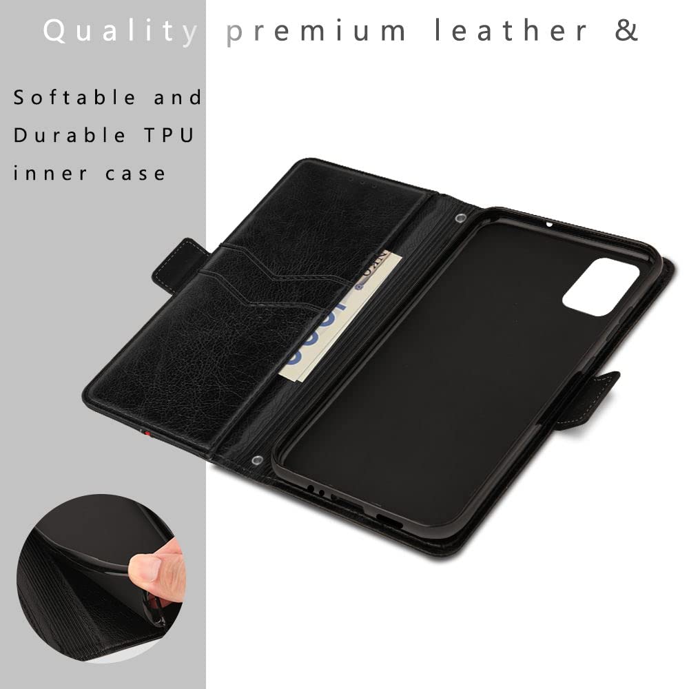 Cover Samsung Galaxy A52s 5G / A52 5G / 4G, Custodia Flip Pelle Portafoglio, Magnetica Libro Slot Schede Cover, Slim TPU Silicone Bumper Wallet Caso, Antiurto Case Per Samsung A52s 5G/ A52 5G/4G Nero