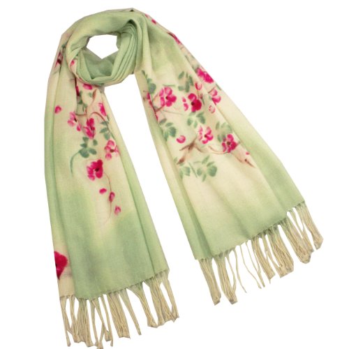 Dahlia Women's Wool Blend Scarfs, Wraps, and Shawls, Peach Tree in Bloom