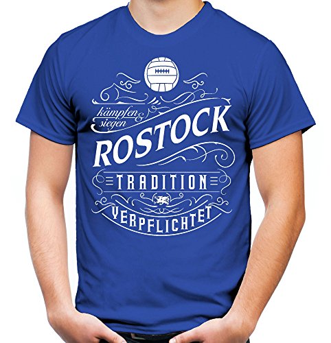 Mein Leben Rostock Männer und Herren T-Shirt | Fussball Ultras Geschenk | M1 Front (XL Blau)
