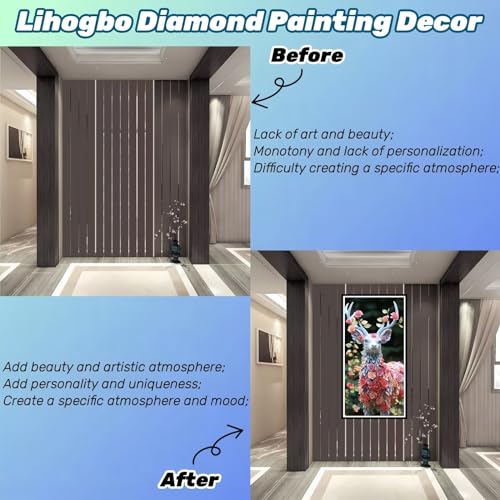 Diamond Painting Grand Format 70x140cm Cerf Fleuri Mosaïque DIY