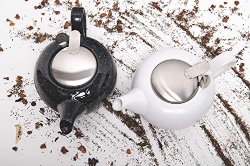 London Pottery Pebble - Tetera pequeña con infusor para té suelto, gres, blanco moteado, 2 tazas (500 ml) - Imagen 6