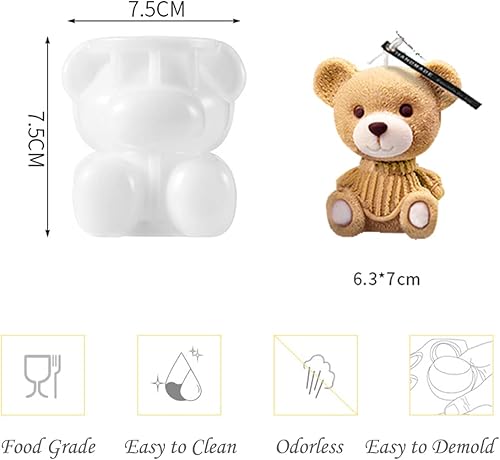 Vista 2 de Bandejas 3D para cubitos de hielo, paquete de 2 moldes de oso de hielo para bebidas, café, whisky, cócteles, bourbon y jugo casero, moldes