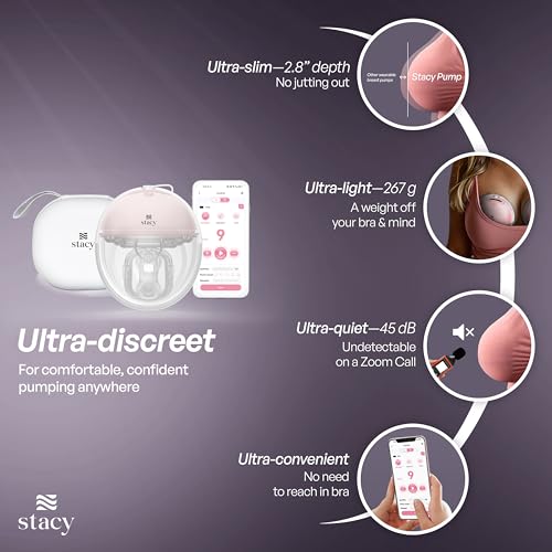 Image of Stacy Breast Pump Electrical | Soft Silicone Flange Insert | Portable Electric Breast Pump for Feeding Mothers, Automatic App-Controlled, FDA Approved