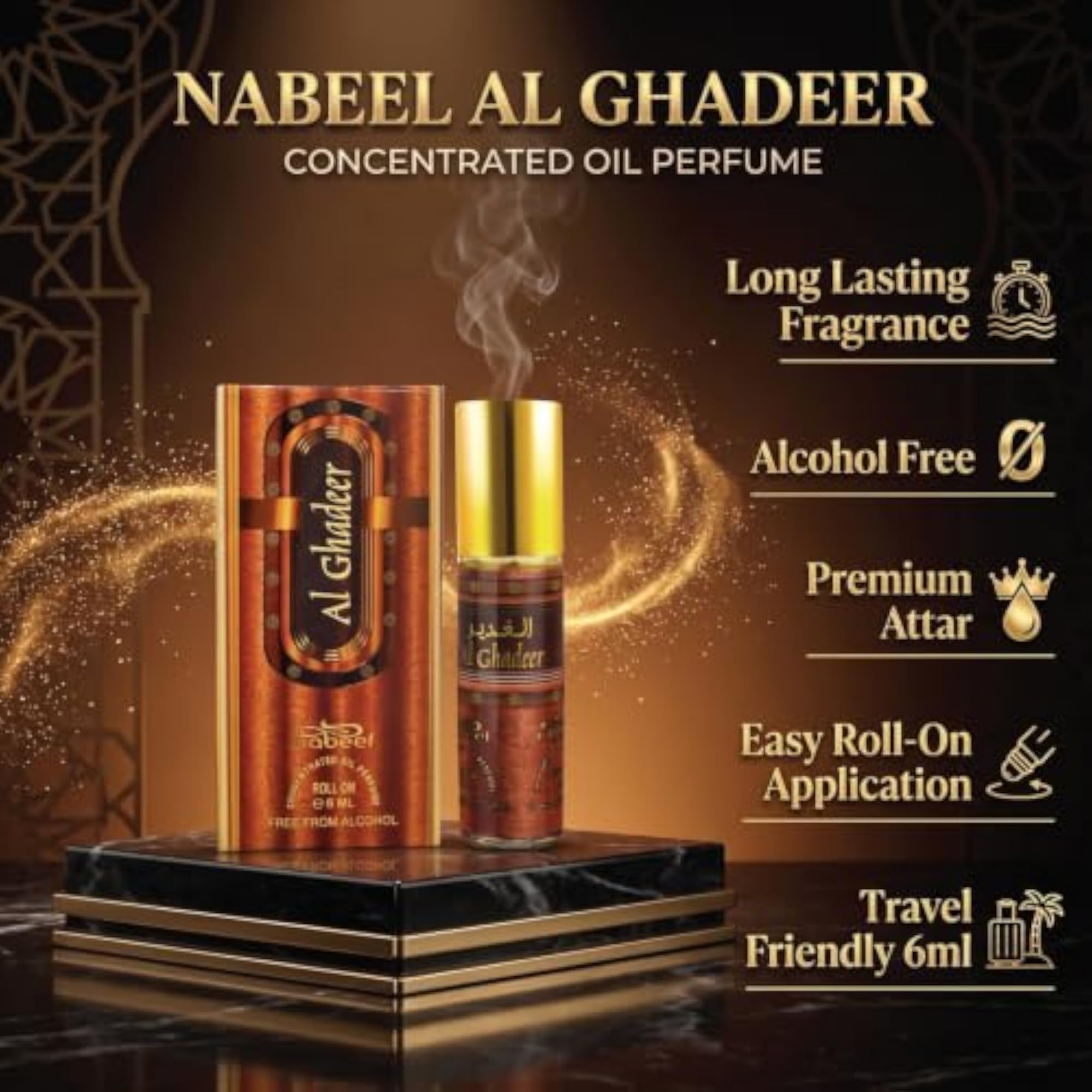 Al Ghadeer Premium Attar Roll-on Perfume Oil, Pack of 6