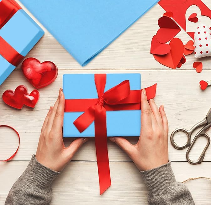 Miniatura 6 de Papel de seda azul claro, 80 hojas de papel de seda azul claro para envolver a granel de 14 x 20 pulgadas, papel de seda azul para bolsa de regalo,