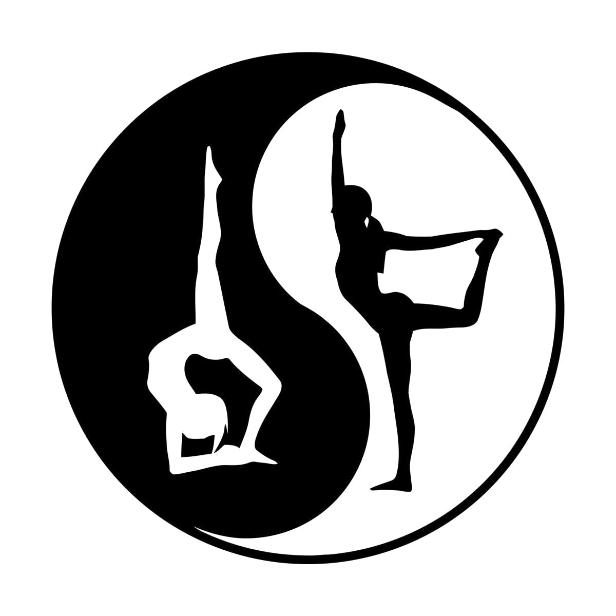 Yin Yang Graphics Pose Logo Wall Decal Yoga Vinyl wall Sticker Home Decoration Removable DIY Wall Mural Stickers Small - 57x57cm