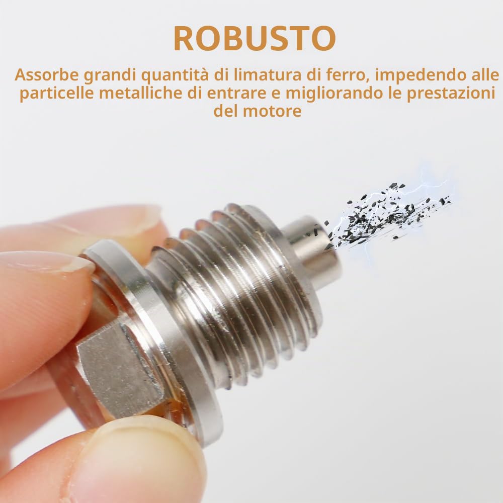 3 Pezzi Tappo di Scarico Olio M14x1,5 in Acciaio Inossidabile con 15 Guarnizioni in Rame, per Auto, Moto e Veicoli a Motore, Compatibile con la Maggior Parte dei Modelli