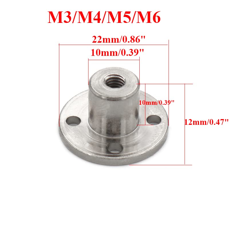 Threaded Motor Flange Snapklik.com : 4Pcs M4 Flange Coupling Connector, Threaded Shaft Gear ...