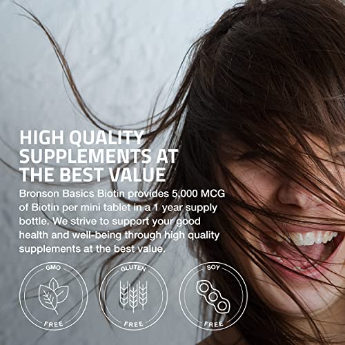 Bronson Biotin 5,000 MCG Supports Healthy Hair, Skin & Nails & Energy Production - High Potency Beauty Support - Non-GMO, 360 Vegetarian Tablets - Image 5