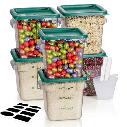 Image of 4QT 6PCS NSF Commercial Clear Food Storage Containers with Lids(GREEN)