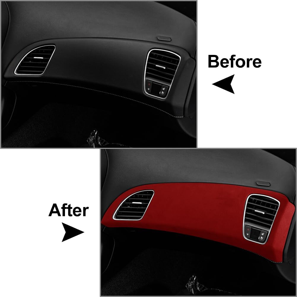 Cnonee1 Auto Suede Dashboard Panel Decor Cover Trim for Chevrolet Corvette C7 2014-2019, wine red