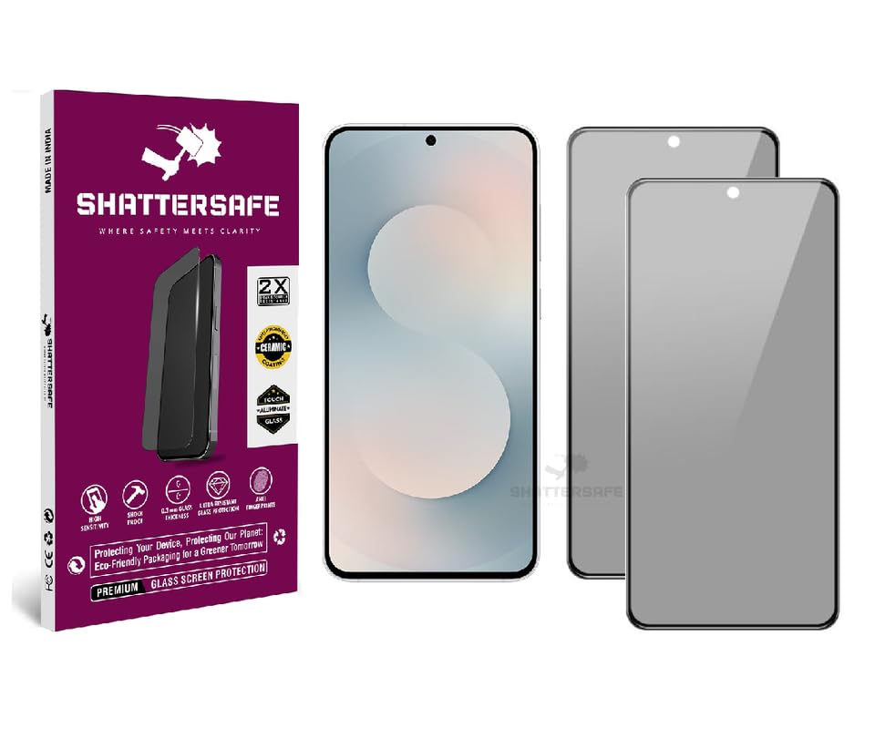 Image of Anti-Spy Privacy Tempered Glass Compatible For Samsung Galaxy S25 FE [Pack of 2]. 9H Hardness, Anti-Scratch, Edge-to-Edge Protection With Easy Installation Kit & Case Friendly Fit.