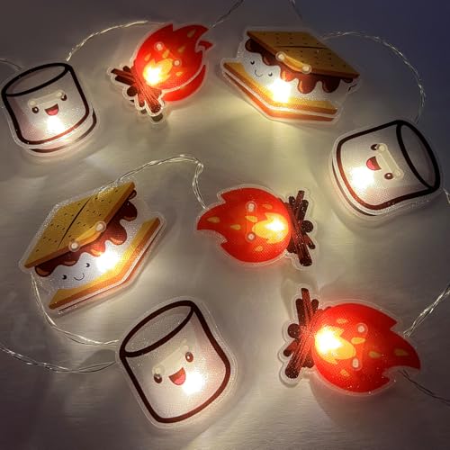 Image of Streamline Imagined Marshmallow S'Mores String Lights, 112'' Length, 20 Warm LED White Lights