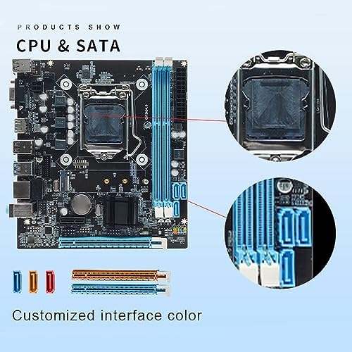 ASHATA H81 MATX Motherboard with close-up of LGA 1150 CPU socket and DDR3 RAM slots