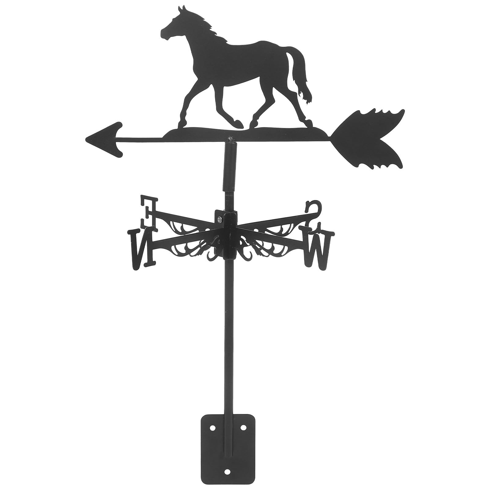 Girouette Cheval en Fer Noir pour Décoration de Jardin Piquet Métallique Rétro, Installation Facile pour Indicateur de Direction du Vent en Extérieur